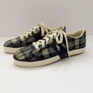 Polo Ralph Lauren Giles Madras Plaid Sneakers Canvas Upper Men's 9.5D